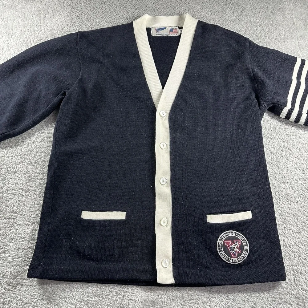 Vintage Scholastic‎ Arista Sweater A-M Varsity Cardigan Button Front USA #2003